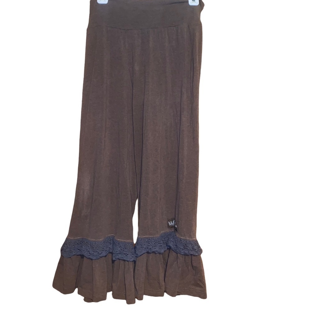 Matilda Jane Paint Numbers Pants Young Wheat Big Ruffle Crochet Tan Sz M